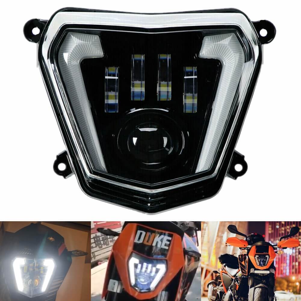 LED Headlight Assembly Headlamp With Day Running Light Angel Eyes DRL For  KTM Duke 690 690R 2012-2019