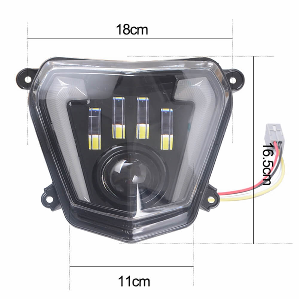 LED Headlight High/Low Beam with Angel Eyes DRL Assembly Kit and Replacement Headlamp for KTM Duke 690 690R 2012-2019