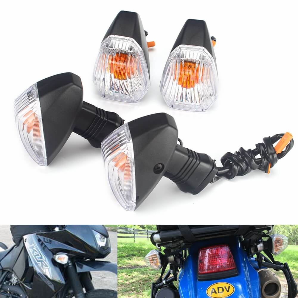 Kawasaki KLR650 OEM 2008-2018 Turn Signal Light Left & Right Rear & Front Indicator Amber Bulb/Clear Lens - pazoma