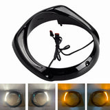 LED Headlight Bezel Trim Ring Day Run Light w/ Turn Signal For Harley Street Glide Electra Glide Standard Ultra Classic Limited Tri Glide CVO - pazoma