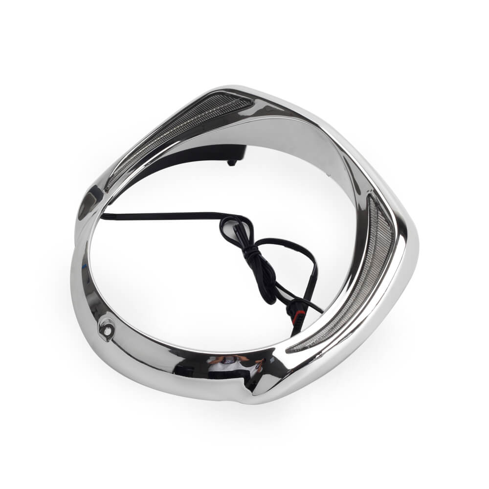 thumbnail interactive-video image 1 of 4.5'' Chrome Fog Light Trim Ring Guard Bezel Set For Harley Touring 1994-Later | Trichtu Mount 1 of 5