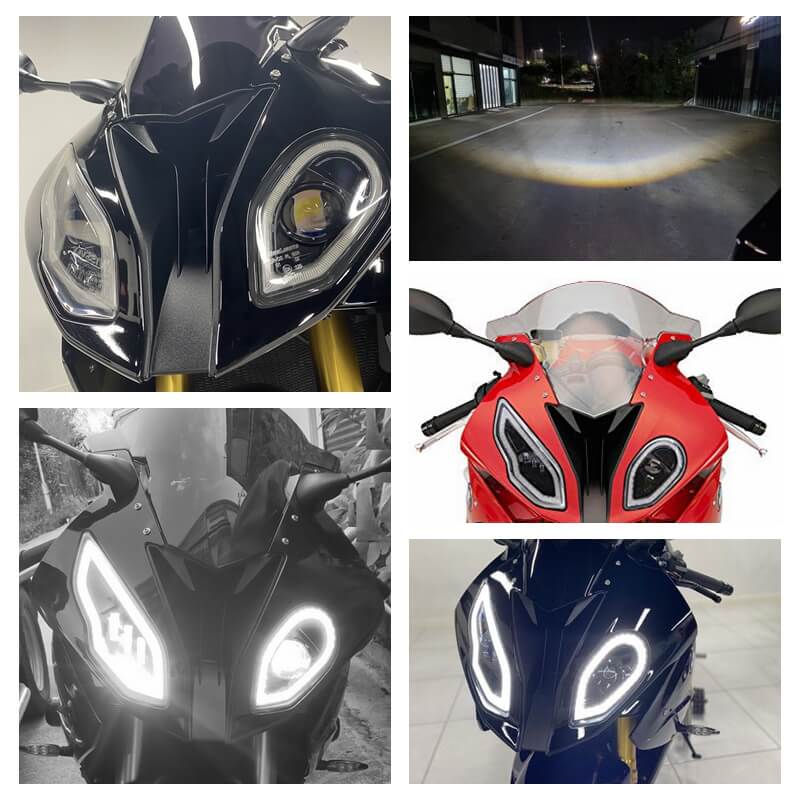 For BMW 2015-2018 S1000RR LED Headlight Set Big improvement over stock Headlamp Assembly with Daylight Running Light DRL - pazoma