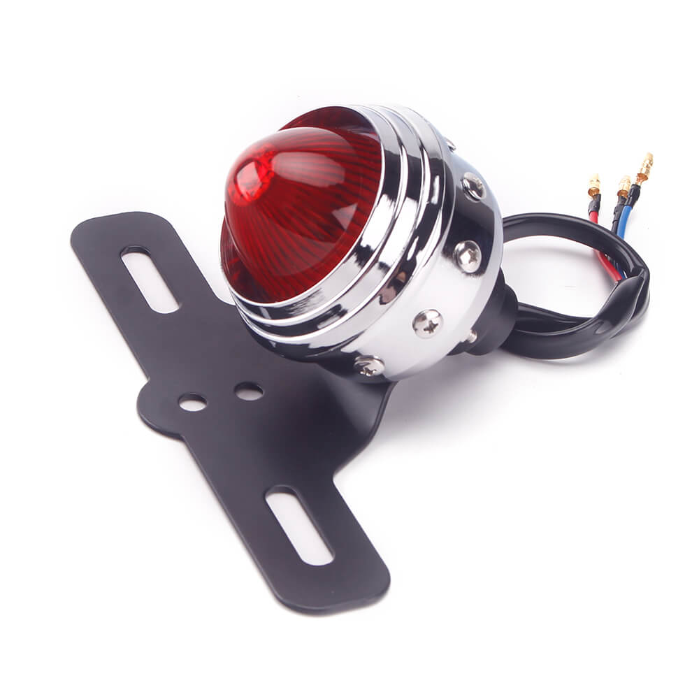 LED Motorcycle Brake Light Taillight Aluminum Studded Retro Old School Choppers Bobber Cafe Racer Vintage Scrambler Custom - pazoma