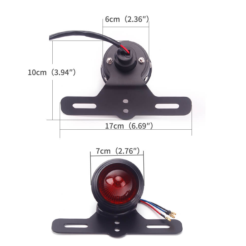 LED Motorcycle Brake Light Taillight Aluminum Studded Retro Old School Choppers Bobber Cafe Racer Vintage Scrambler Custom - pazoma