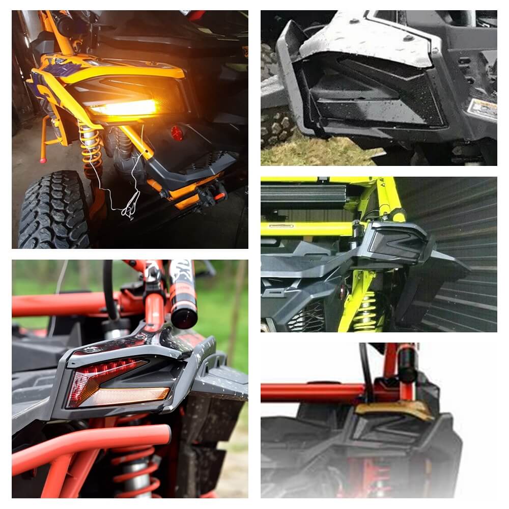 Right & Left Black LED Taillight Tail Lights Lamps W/ Yellow Turn Signal Light for Can-Am Maverick X3 XDS XRS Max Turbo R 2017-2021 Smoked - pazoma