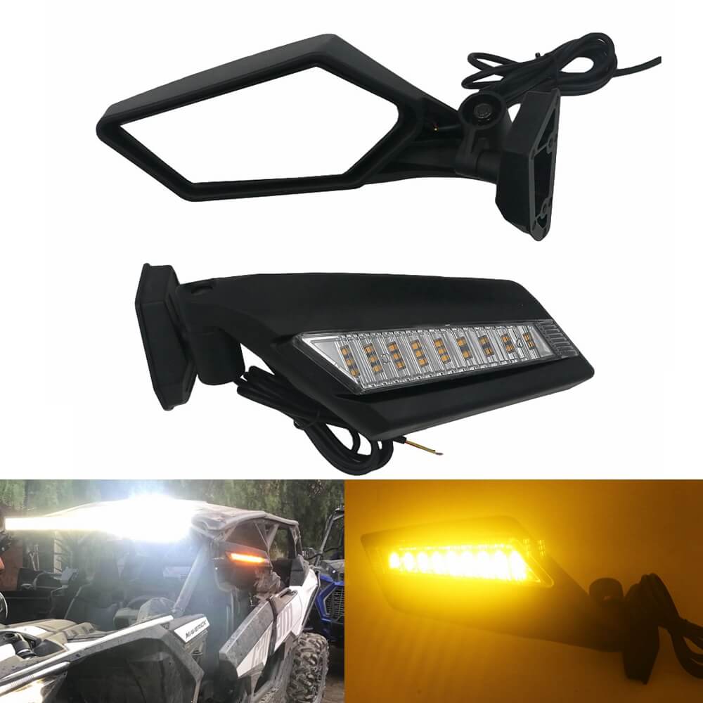 UTV LED Turn Signal Racing Side Mirrors 360° Adjustable For CAN-AM Maverick X3 Max XRS XDS Turbo R RR 2017-2024 - pazoma