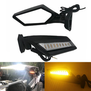 UTV LED Turn Signal Racing Side Mirrors 360° Adjustable For CAN-AM Maverick X3 Max XRS XDS Turbo R RR 2017-2024 - pazoma
