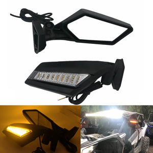 X3 Side Mirrors with Turn Signal Indicator Blinker Lights 360° Adjustable Compatible with Can-Am Maverick X3 & X3 Max XRS XDS Turbo R RR 2017-2024 - pazoma
