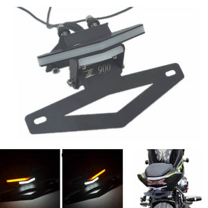 Kawasaki Z900 2017-2021 LED Tail Tidy Stealth Fender Eliminator Kit Integrated Turn Signals License Plate Light Bracket - pazoma