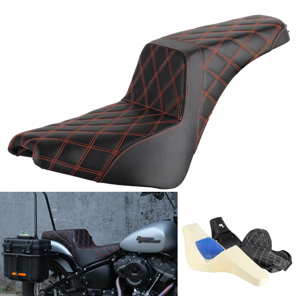 Club Style LS Step 2-Up Gel Pad Seat for Harley Davidson Softail Street Bob Slim Standard 114 FXBB FXBBS FXST FLDE FLSL FLHC FLHCS 2018-2023 - pazoma