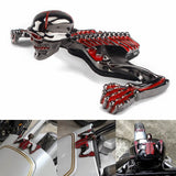 Motorcycle Electroplating Gun Metal w/red Color Skull Skeleton Ornament Decorative Figure Statue Fender Headlight Visor - pazoma