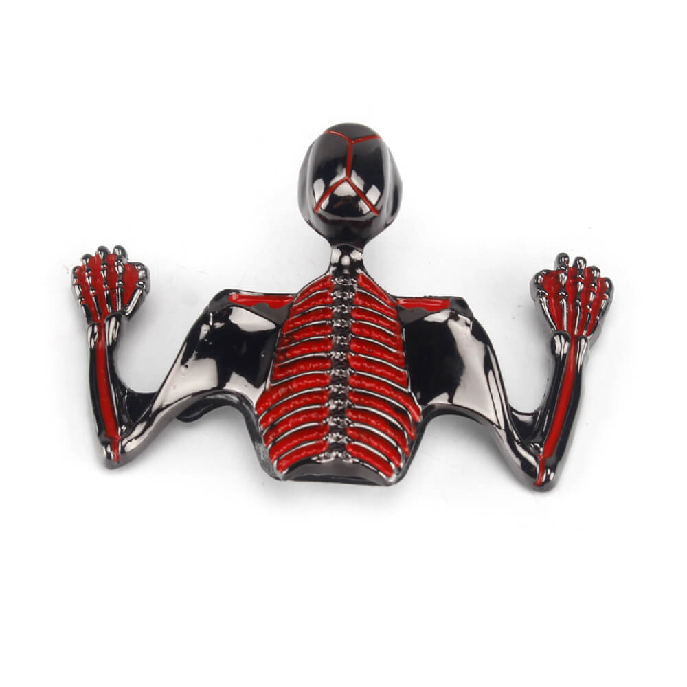 Motorcycle Large Skeleton Skull Electroplating Gun Metal w/red Color Statue Fender Visor Ornament Headlight Visor Trim - pazoma