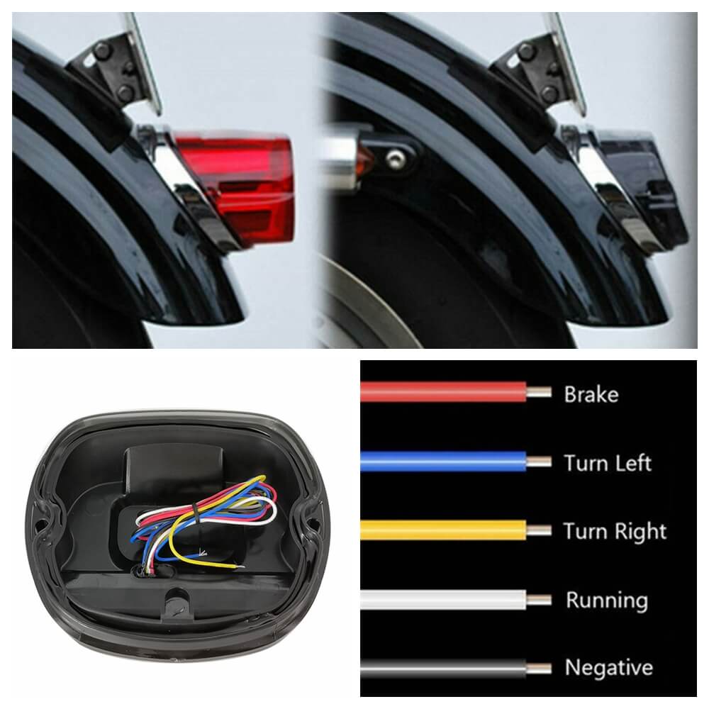Riloer Smoked LED Tail Light For Harley Motorcycles - Low Profile Brake & Turn Signal