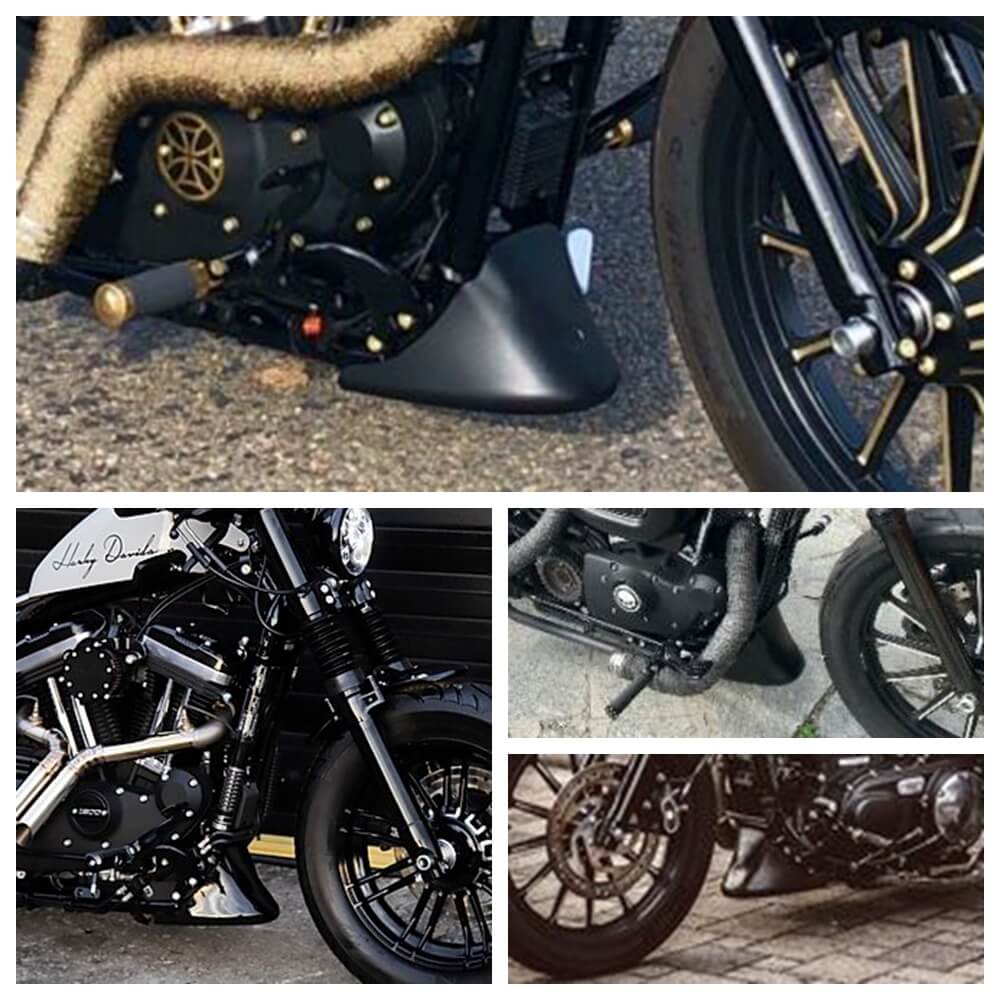Motorcycle Black Lower Front Bottom Spoiler Mudguard Air Dam Chin Fairing Cover for Harley XL Sportster 883 1200 2004-2020 - pazoma