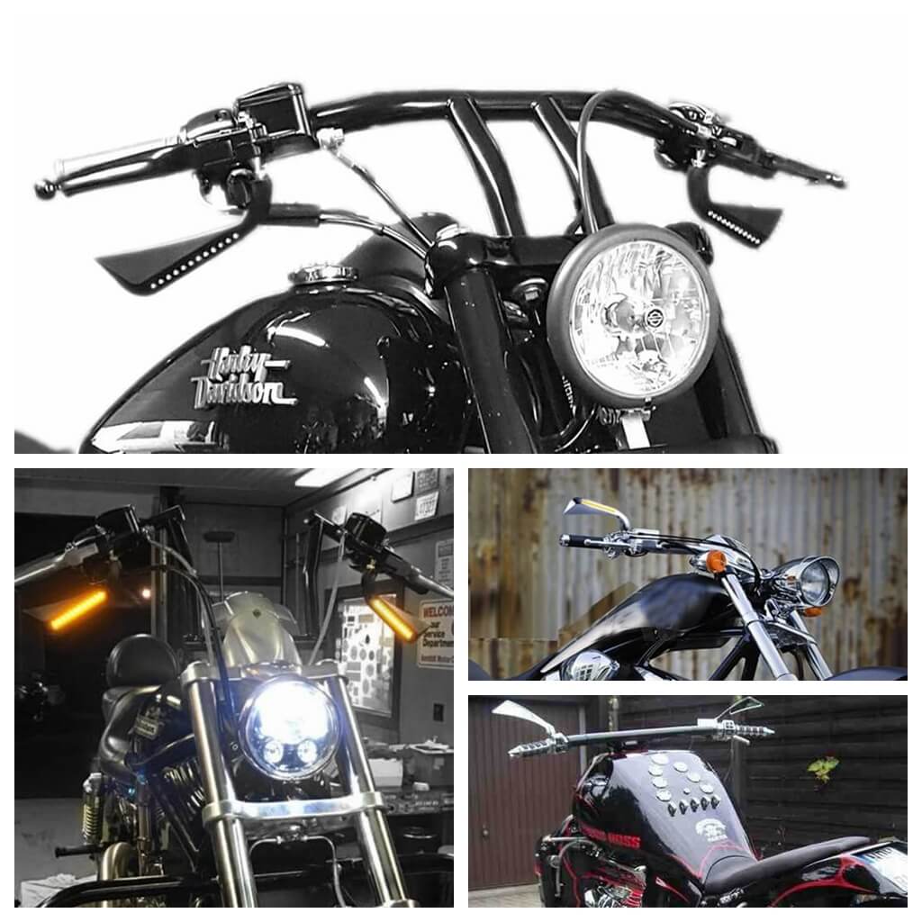 Harley Axe Rearview Mirror w/LED Turn Signals Sequential Light Aluminum Dyna V-Rod Road King FLHT Electraglide forTY-EIGHT 48 Sportster XL - pazoma