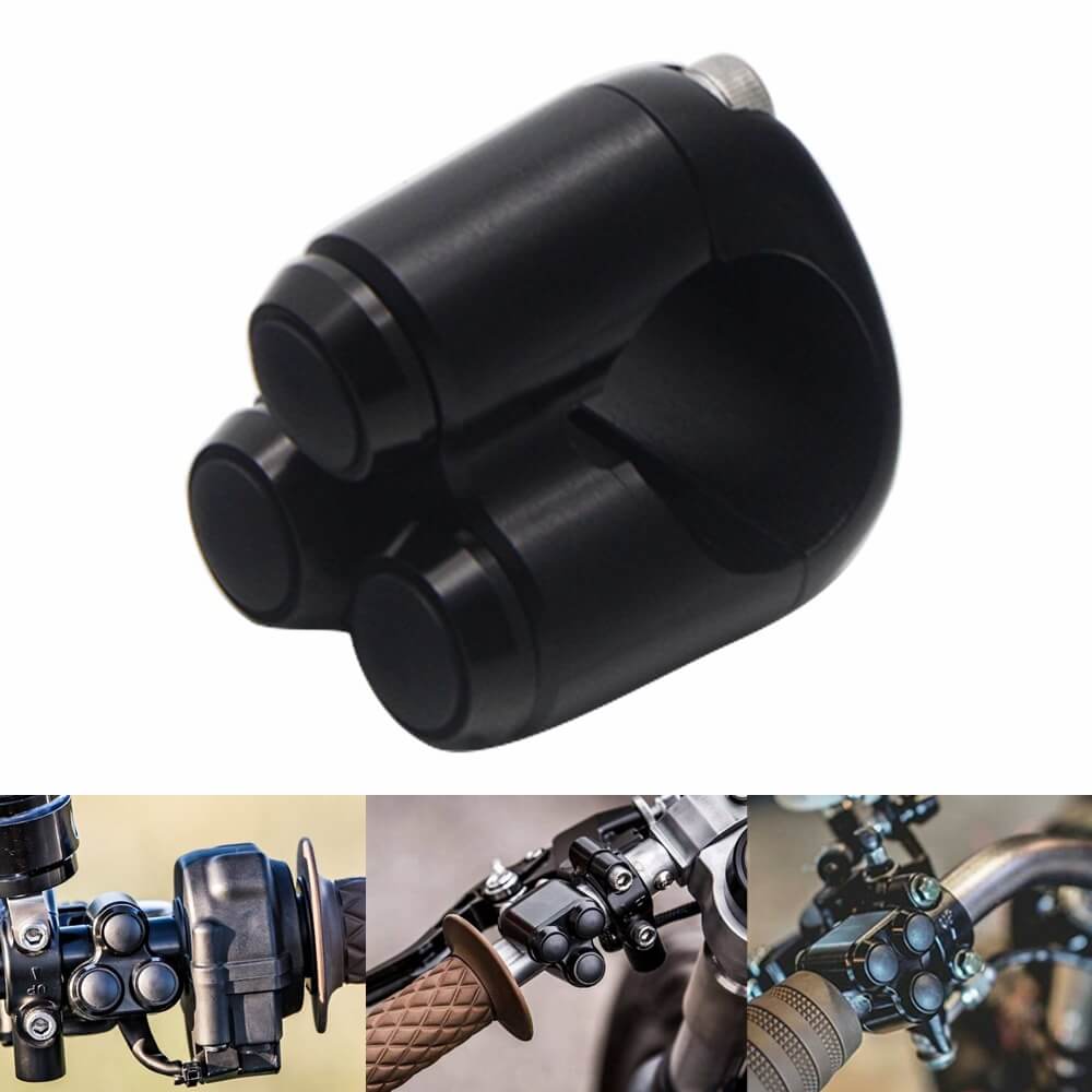 Aluminum Alloy CNC Motorcycle Switches 3-Button Control Momentary 1 Inch 25.4mm Handlebar M-Switch Start Kill Horn Reset Button Microswitch - pazoma