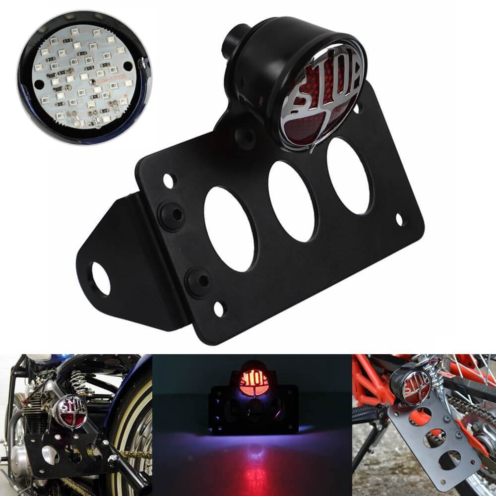 thumbnail image 2 of Motorcycle Side Mount Tail Light & License Plate Bracket For Harley Chopper Bobber 2 of 6
