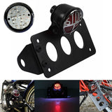 3/4" Motorcycle Side Mount LED Lucas Type Round "Stop" Taillight Tail Light License Plate Bracket For Harley Chopper Bobber Vintage - pazoma