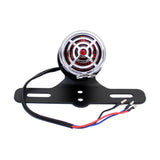 Retro Motorcycle Modified LED Taillight W/Chrome Grille Rear License Plate Light Brake Harley Triumph Cafe Racer Chopper Bobber Custom Vintage XS650 - pazoma