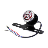 Retro Motorcycle Modified LED Taillight W/Chrome Grille Rear License Plate Light Brake Harley Triumph Cafe Racer Chopper Bobber Custom Vintage XS650 - pazoma