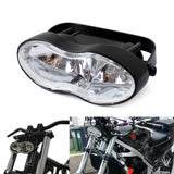 Motorcycle Double Oval Twin Headlight Cateye Retro Wave Head Lamp Custom Streetfighter Cafe Racer Bobbers Chopper H3 2 x 55w