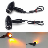 Motorcycle Amber Mini Bullet LED Turn Signal Blinker Indicator Light For Harley Cruiser Chopper Bobber Cafe Racer Black - pazoma