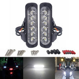 Motorcycle Universal Fender Mounting DRL Daytime Running Lights Visibility Pods Lighting Kit LED Taillight Burst Flash Brake Light - pazoma