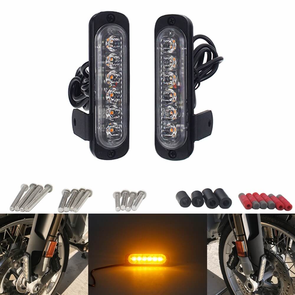 Motorcycle Universal Fender Mounting DRL Daytime Running Lights Visibility Pods Lighting Kit LED Taillight Burst Flash Brake Light - pazoma
