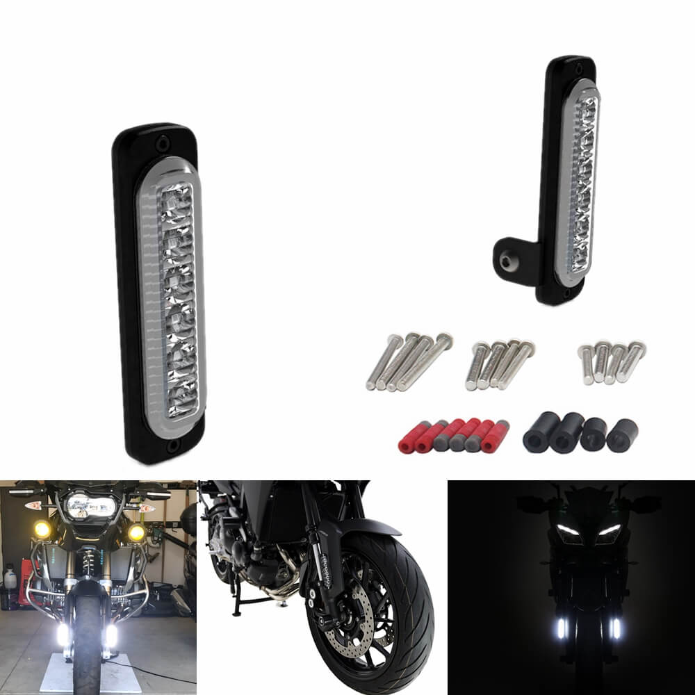 Motorcycle B6 DRL Daytime Running Lights With Universal Fender Mounting Kit Auxiliary LED Taillight Burst Flash Brake light - pazoma