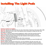 Motorcycle Universal Fender Mounting DRL Daytime Running Lights Visibility Pods Lighting Kit LED Taillight Burst Flash Brake Light - pazoma