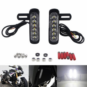 Motorcycle B6 Dual License Plate Auxiliary LED Taillight Burst Flash Brake light Daytime Running lights DRL Red or Yellow (Amber) or White - pazoma