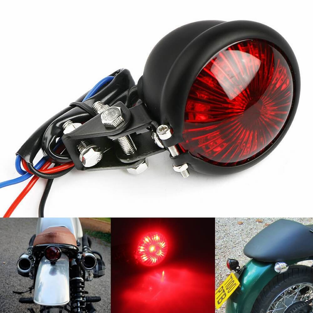 Motorcycle Bike Bates Style LED Taillight Tail Brake Light Stop Lamp For Harley Chopper Bobber Cafe Racer - pazoma