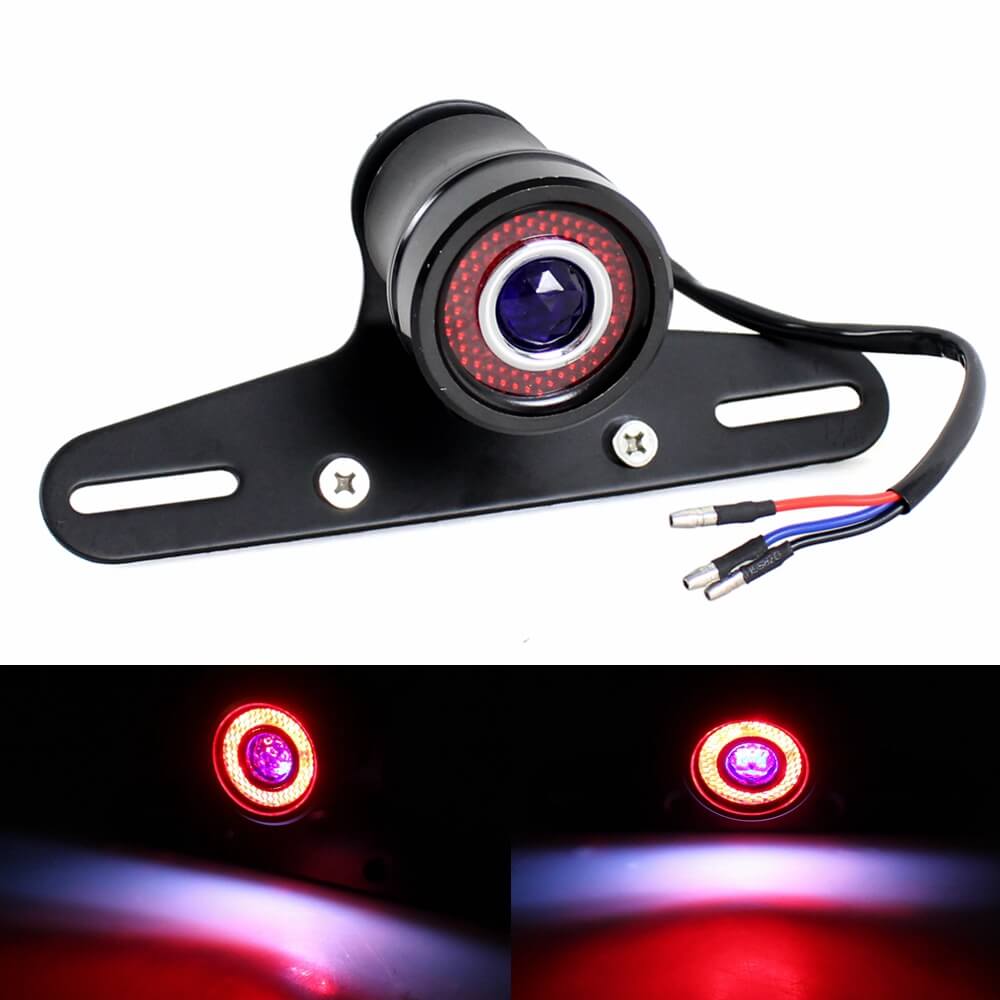 Retro Motorcycle Modified LED Taillight Aluminum Alloy Rear License Plate Light Harley Triumph Cafe Racer Chopper Bobber XS650 - pazoma
