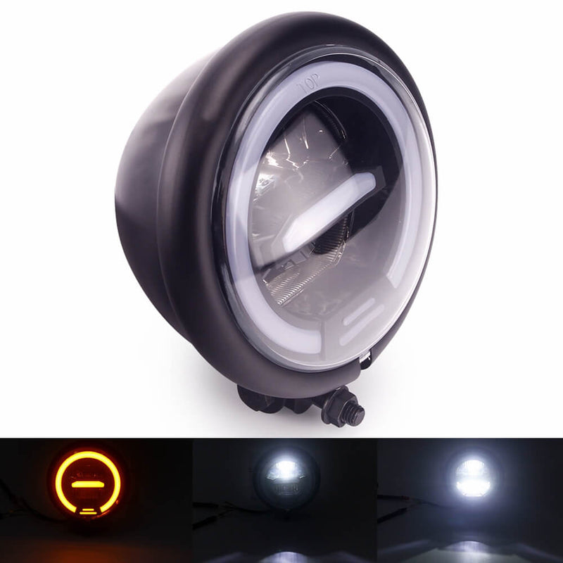 5 3/4 5.75inch Slim Line Multi LED Round Projection Headlight Black F –  pazoma