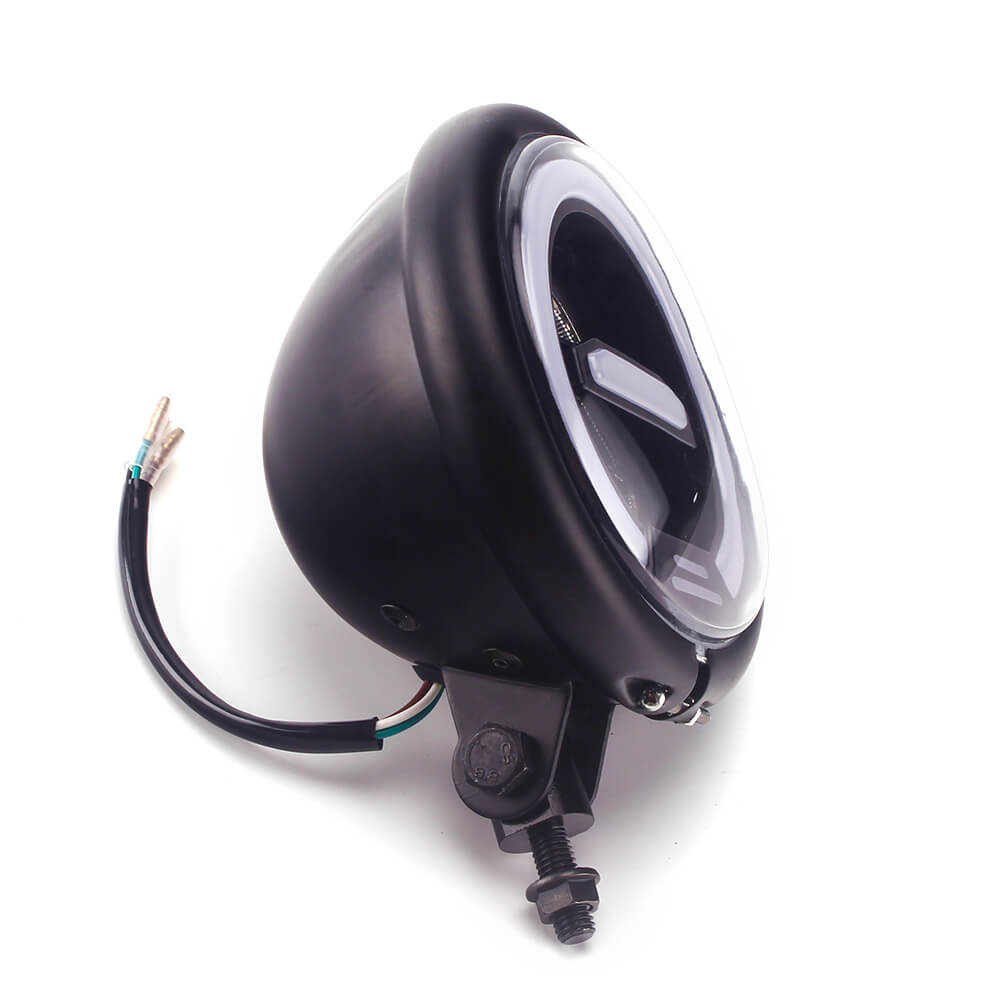 Motorcycle LED Round Headlight 5-3/4 5.75 Inch For Harley Dyna T-Sport FXR Softail Sportster 883 Bobber Cruiser Chopper Cafe Racer Vintage - pazoma