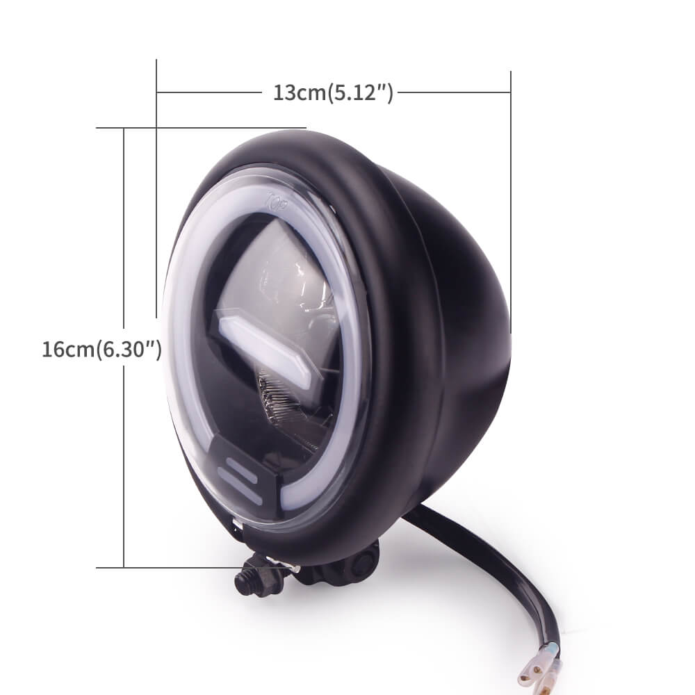 Motorcycle LED Round Headlight 5-3/4 5.75 Inch For Harley Dyna T-Sport FXR Softail Sportster 883 Bobber Cruiser Chopper Cafe Racer Vintage - pazoma
