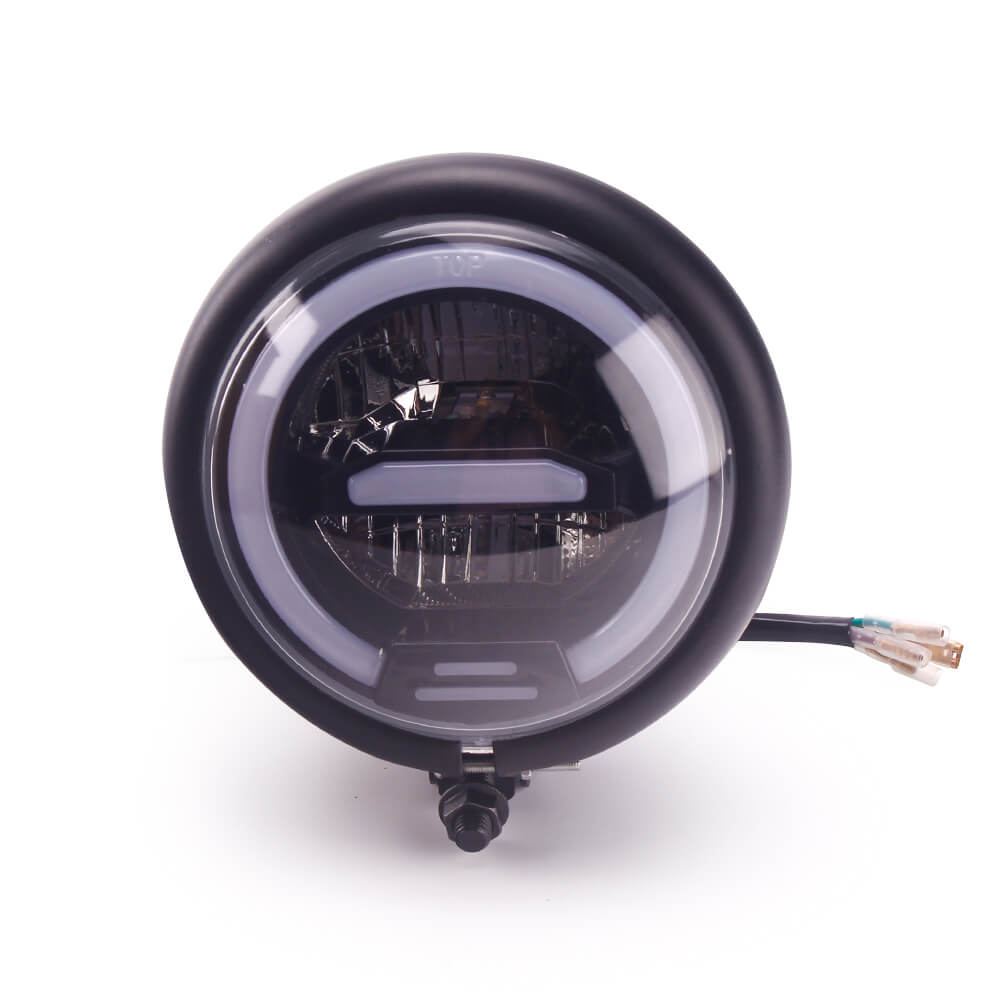 Motorcycle LED Round Headlight 5-3/4 5.75 Inch For Harley Dyna T-Sport FXR Softail Sportster 883 Bobber Cruiser Chopper Cafe Racer Vintage - pazoma