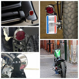 Retro Motorcycle 12v LED Taillight Red Lens W/License Light For Harley Chopper Cafe Racer Bobber Custom Brake Stop Tail Light - pazoma