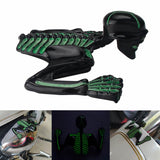 Motorcycle Luminous Green Skull Skeleton Ornament Decorative Figure Statue Chopper Bobber Ratrod Fender Headlight Visor headlamp - pazoma