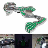 Motorcycle Luminous Green Skull Skeleton Ornament Decorative Figure Statue Chopper Bobber Ratrod Fender Headlight Visor headlamp - pazoma