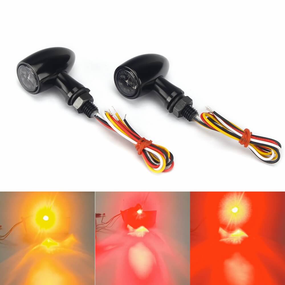 SILVER Motorcycle LED Bullet Mini Turn Signals Brake Blinker Light  Indicator Amber+Red – Carpy's Cafe Racers