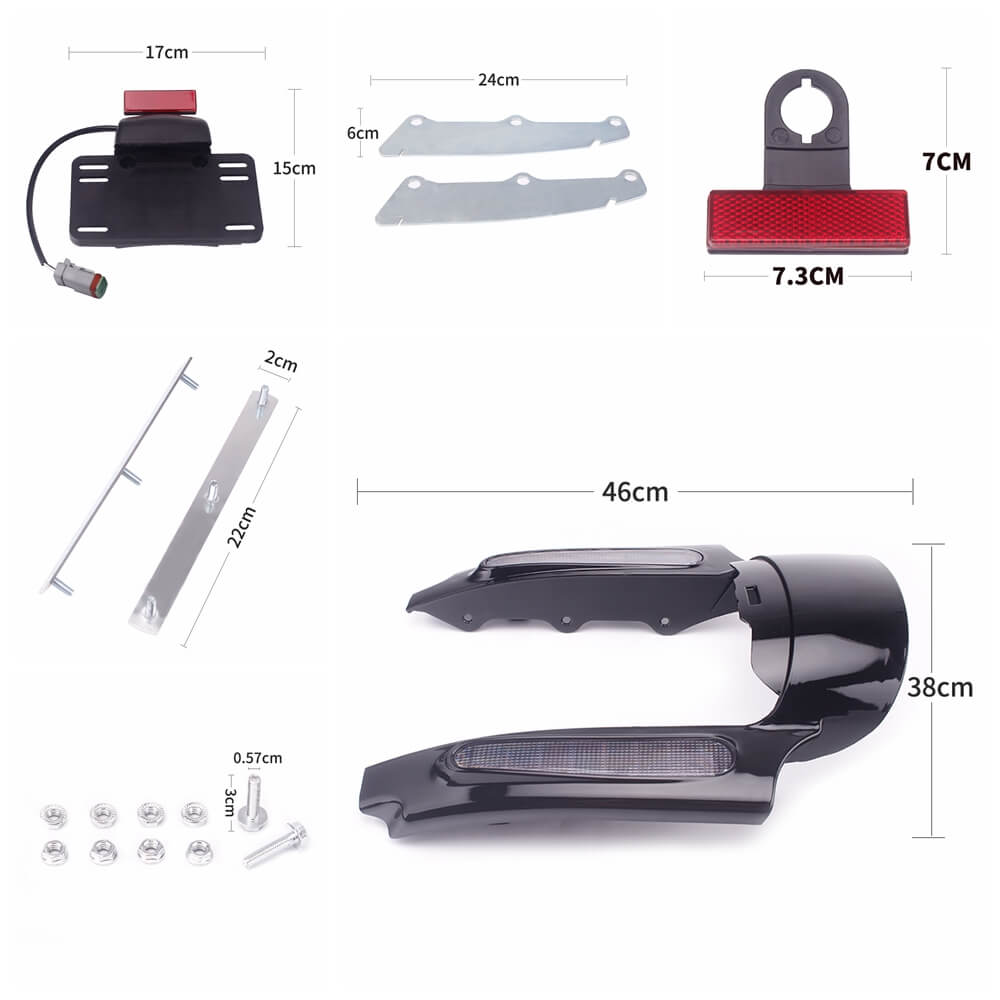 Rear Fender Extension Fascia W/LED Tail Lights For Harley Touring 09-13 FLHR FLHTC FLHTCU FLHTCUSE7 FLHTK FLHX FLHXSE3 FLTRU FLTRX FLTRXSE - pazoma