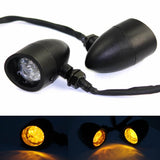 2pcs Heavy Duty Black Bullet Motorcycle LED Turn Signal Light Indicator W/ Visor For Harley Cafe Racer Chopper Bobber Custom Bike - pazoma