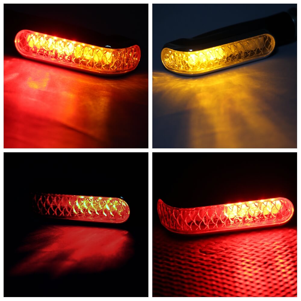 2PCS Motorcycle LED Double Color Turn Signal Indicators Light Blinker Taillight Brake Lamp Universal Amber + Red - pazoma