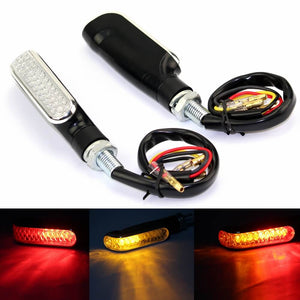 2PCS Motorcycle LED Double Color Turn Signal Indicators Light Blinker Taillight Brake Lamp Universal Amber + Red - pazoma