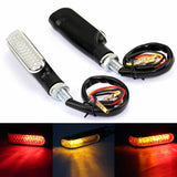 2PCS Motorcycle LED Double Color Turn Signal Indicators Light Blinker Taillight Brake Lamp Universal Amber + Red