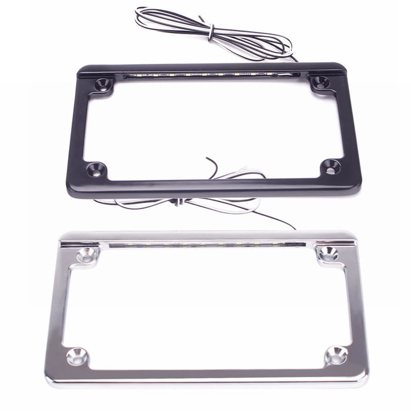 Motorcycle Universal 4x7" Flat Style Hidden LED Board License Plate Frame - pazoma