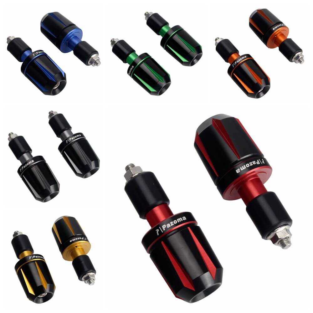 Motorcycle Universal CNC 7/8" 22MM hollow Handlebar Vibration Reducing Bar Ends Weights Grips Cap Plug Anti-vibration Two-color Anodized - pazoma