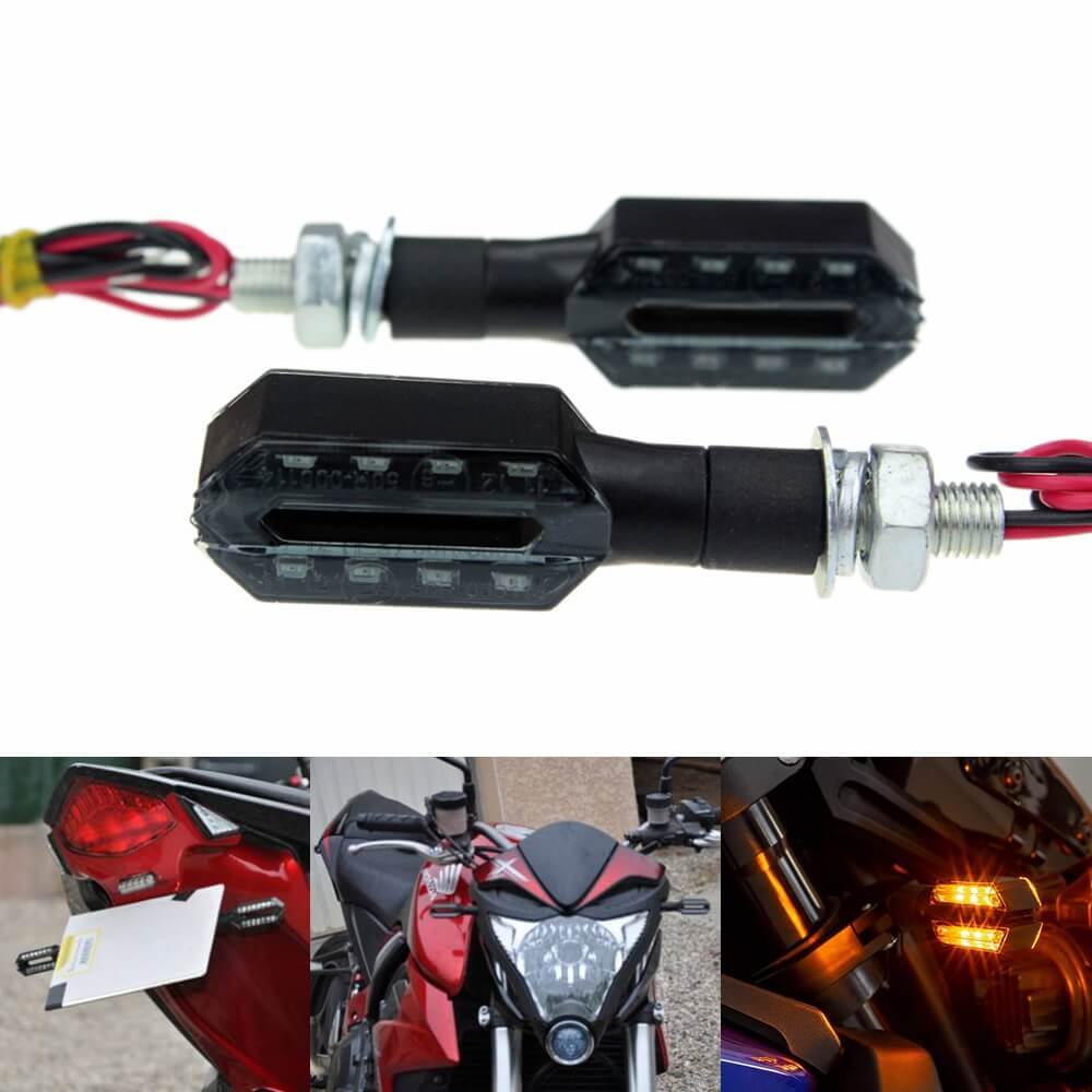 Pair 12V Hollow out Dual Side Universal Motorcycle Bike LED Turn Signal Indicator Light Blinker - pazoma
