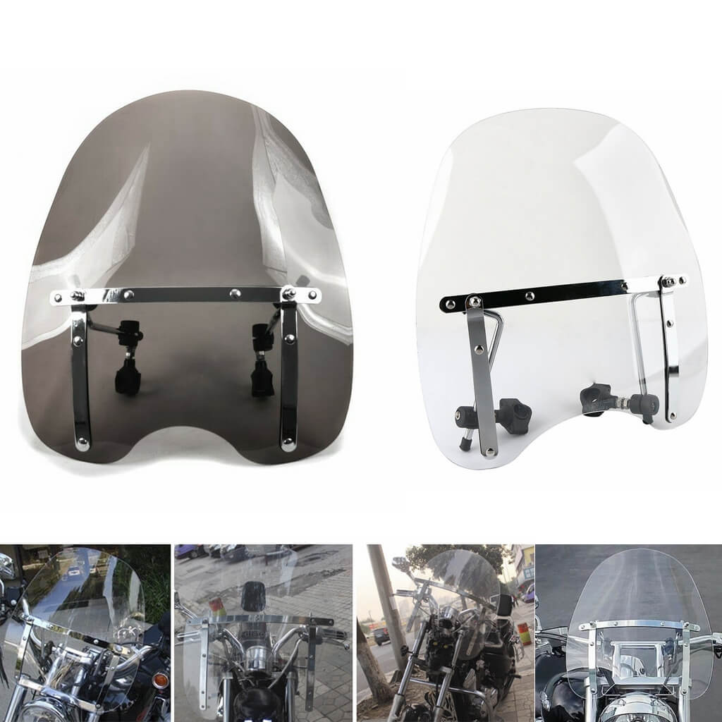 Highway Custom Motorcycle 7/8" & 1" Handlebar Deflector Cross Bones Windscreen Windshield Screen Honda Suzuki Yamaha Harley Kawasaki Triumph - pazoma